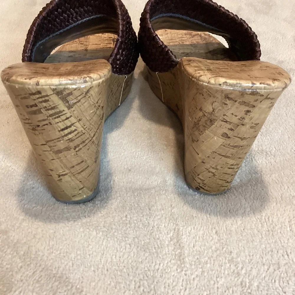 MONTEGO BAY Wedge Sandals, Stretch Upper, Metallic Brown/Copper, Size US 9/EU 40